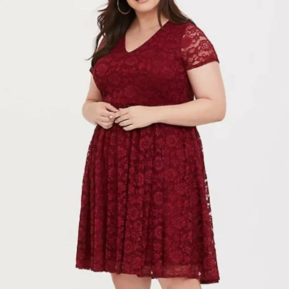 red lace dress size 20 Red Fine Lace Mini Dress